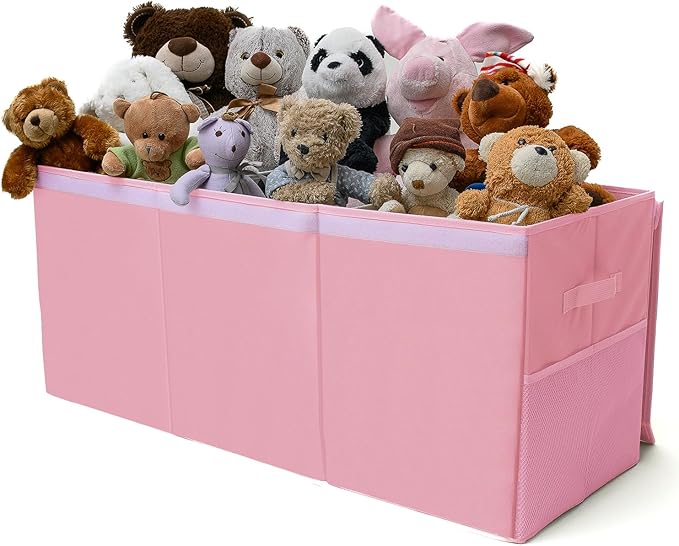 SoftOwl Extra Large Toy Storage Organizer with Lid - Sturdy, Collapsible Toy Chest Storage Box Design - Toys Bin with Dividers for Kids, Nursery, Bedroom, Playroom 37"x16"x14"