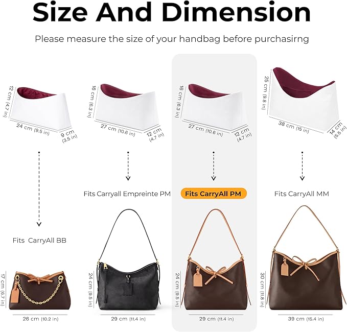 Handbag Organizer Insert for LV Carryall PM, Custom Fit Inside Premium Prunoir Lightweight WaterResistant Purse Insert with Cup Holder Accessories