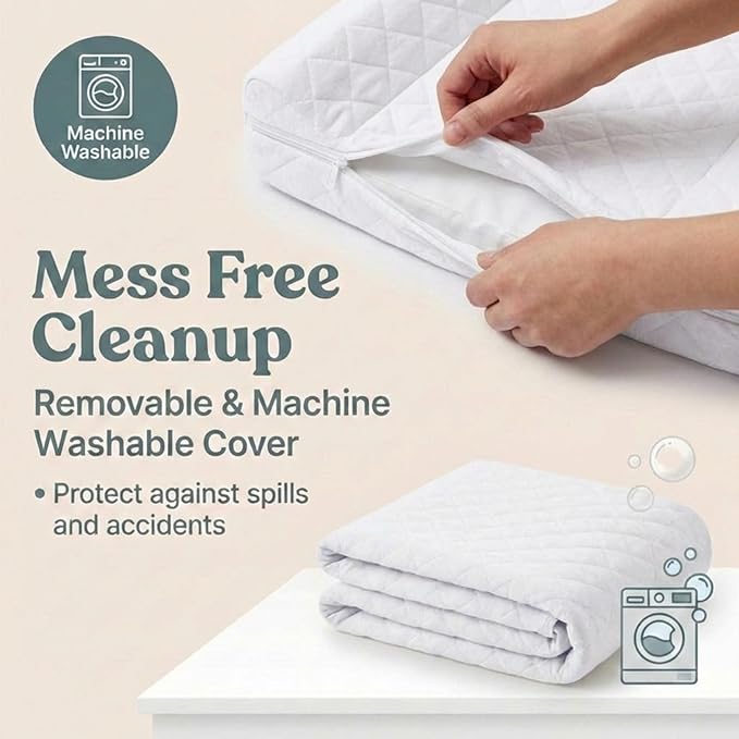 Contoured Baby Changing Pad – Waterproof & Breathable Diaper Changing Pad | Removable Washable Cover, Non-Slip Base & Safety Strap | Standard Size for Dresser & Changing Table Pads