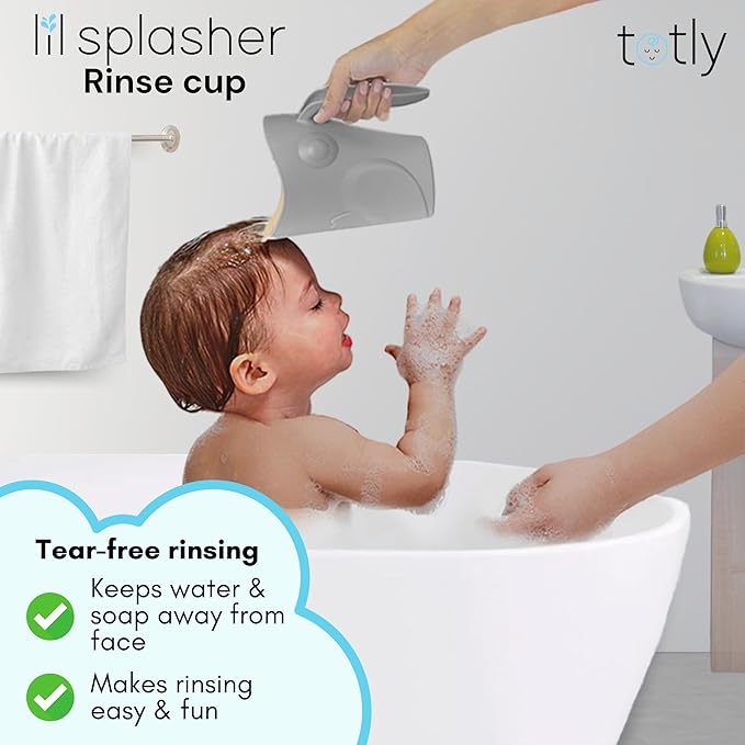 5pcs Baby Bath Essentials Set - Complete Bathtime Kit with Rinse Cup, Spout Cover, Kneeler, Thermometer & Non-Slip Mat for Newborn