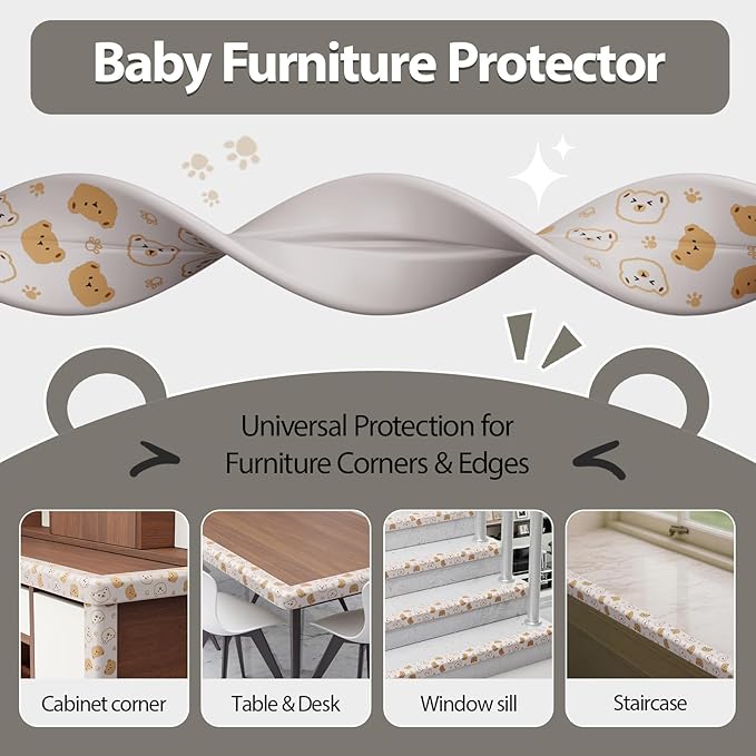 Edge Protector for Baby Proofing 6.5ft Heavy-Duty Soft Rubber Foam Furniture Edge Bumper Guards Cute Furniture Corner Edge Safety Bumpers Desk Edge Cushion for Kids