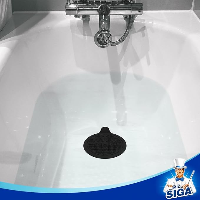 MR.SIGA Silicone Bathtub Stopper, Drain Stopper for Shower, Sink, 5.1" Diameter, Black, 3 Pack