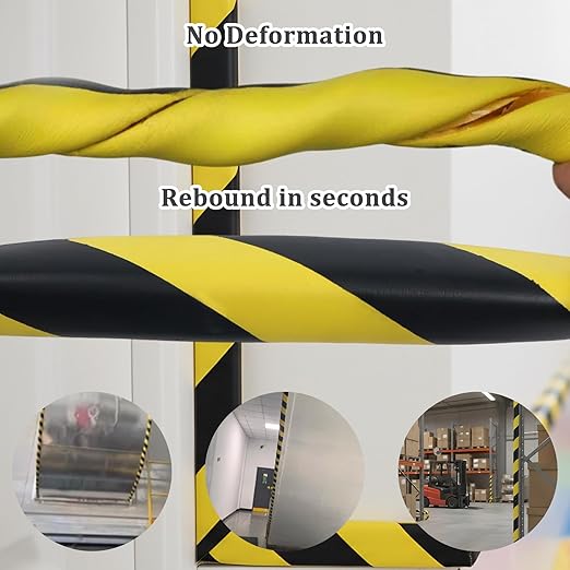 Wall Corner Protector 196.9in (5m), Heavy Duty Yellow & Black NBR Rubber Corner Guards, Self Adhesive Safety Bumper Padding for Warehouse Racks, Shelves, Garage & Equipment Protection