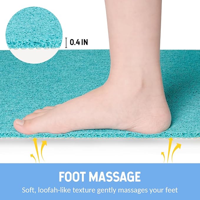 Hargiis Non-Slip Bathtub Mat, Anti Slip Shower Mat, Fast Drying Bathtub Mats, Foot Scrubber Mat, Anti Slip Mat for Tub, Floor, Bathroom, Kitchen, Home, Hotel (Turquoise Blue 24"×24")