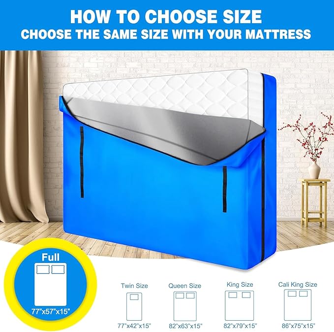 ANALIM Mattress Bags for Moving and Storage, Zippered Mattress Storage Bag with 8 Strong Carrying Handles, Cover Moving Supplies Reusable Mattress Protector (Full)
