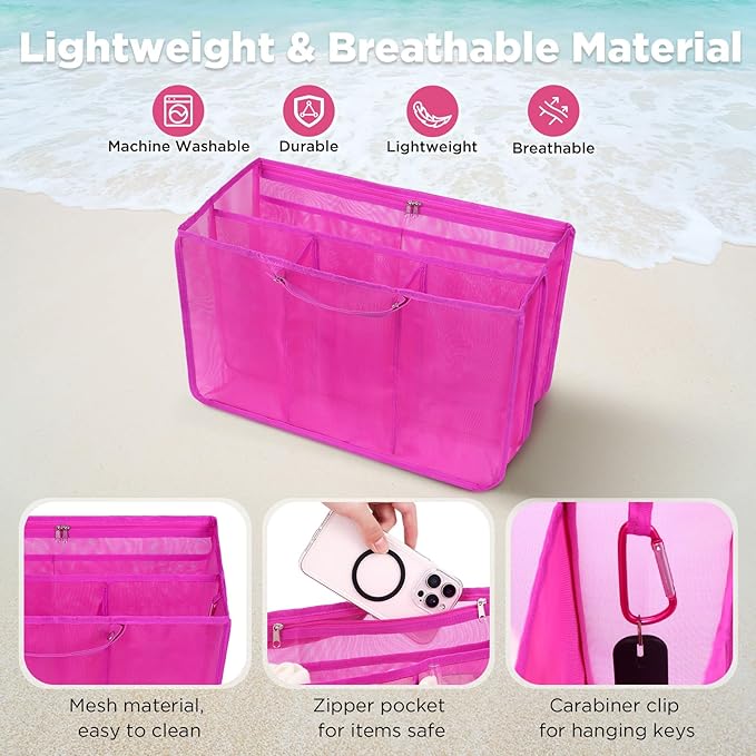 OUTXE Beach Bag Organizer Compatible with X Large Bogg Bag Accessories Inserts, Lightweight Mesh Insert Divider Pouch for Original XL Bogg Bags, Beach Tote Bags Insert for Organizing