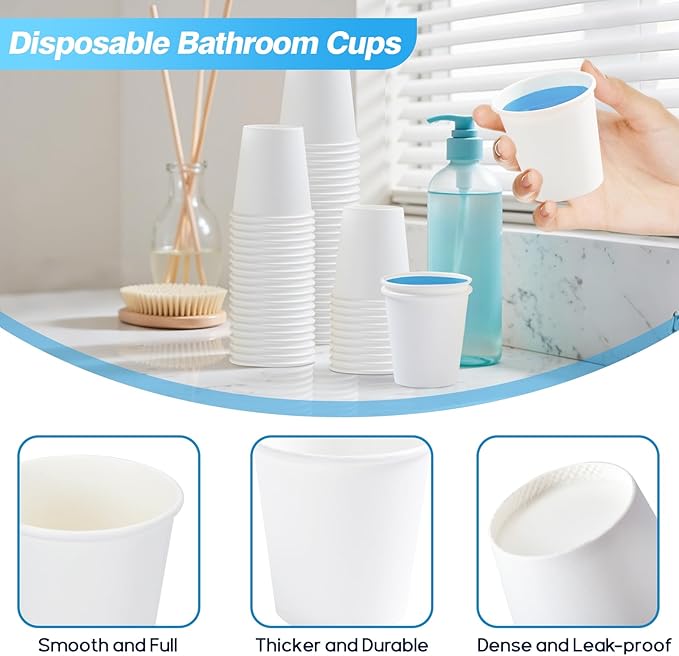 Huifany 300 Pack 5 oz Paper Cups, Small Bathroom Cups Disposable Paper Cup for Mouthwash,Hot/Cold Beverage Drinking Cup for Party, Picnic, BBQ, Travel and Event