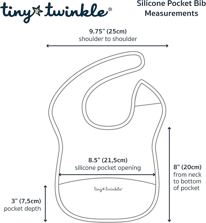Tiny Twinkle Silicone Pocket Bibs - Waterproof, Food Catching, Mess-Proof Bibs for 6-24 Months Baby Boy and Girl, Toddlers