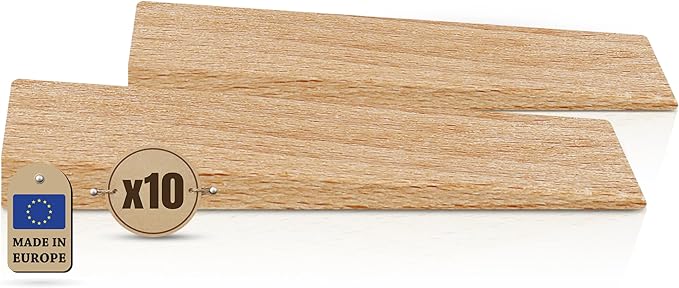 Tolux Wooden Wedges, Hardwood Wedge, Beech Wood Wedge, Wooden Doorstop, Handy Tool in Carpentry, Construction and Various DIY Projects, Size 65x20x6 mm / 2.5x0.8x0.2 in, Pack of 10 pcs