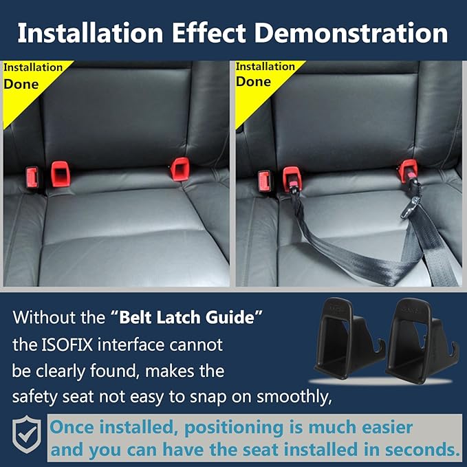 ISOFIX Interface Belt Latch Guide, 2 Pcs Car Seat ISOFIX Interface Buckle Fixed Guide Groove Car Seat Bracket Connector, Black