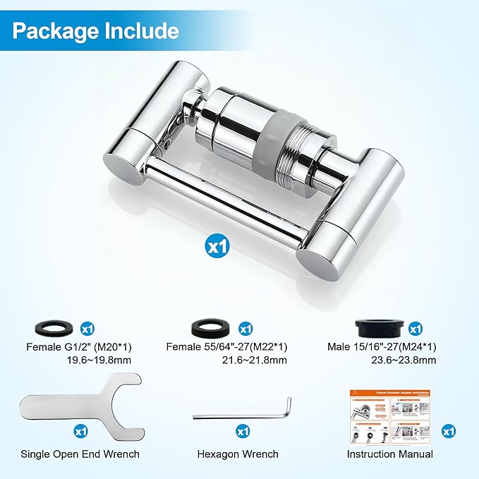 TIDYENDURE 1080° Rotating Faucet Extender, Swivel Faucets Aerator Extension, Universal Faucets Adapter for Kitchen & Bathroom Sinks Features 2 Water Flow Modes Faucet with Built-in Filter Function