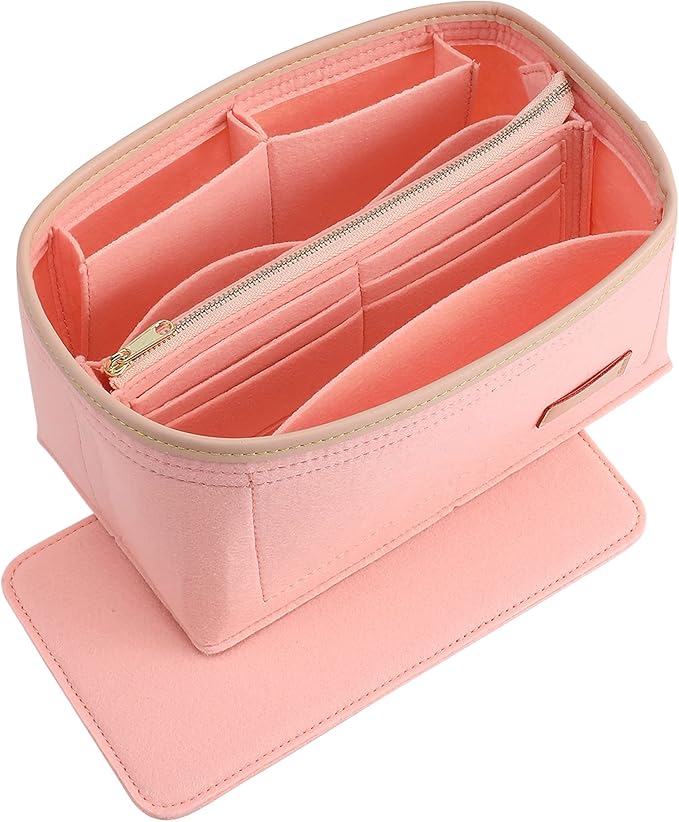 Purse Organizer Insert for Handbags, Fit Speedy 25 Neverfull Felt Tote Insert with Base Shaper Zipper Bag in Bag
