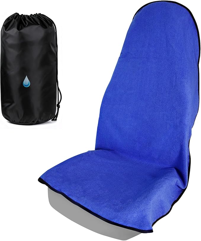 Universal Car Seat Cover Towel, Waterproof Washable Sweat Protection for Front Bucket Seats, Non-Slip Fit, Fits Cars SUVs Trucks, Ideal for Gym, Kids, Pets, Outdoor Sports, Travel (Blue, 1 Pack)