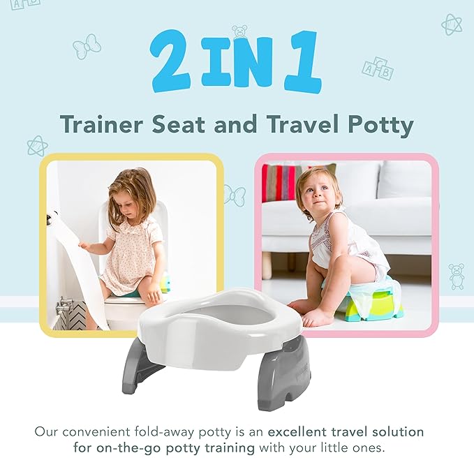 Kalencom Potette Plus 2-in-1 Travel Potty and Trainer Seat - Dual-Purpose Potty Training Toilet Seat - Portable Potty for Toddler Travel - With Durable, Lock-In Legs and Splash Guard - Red
