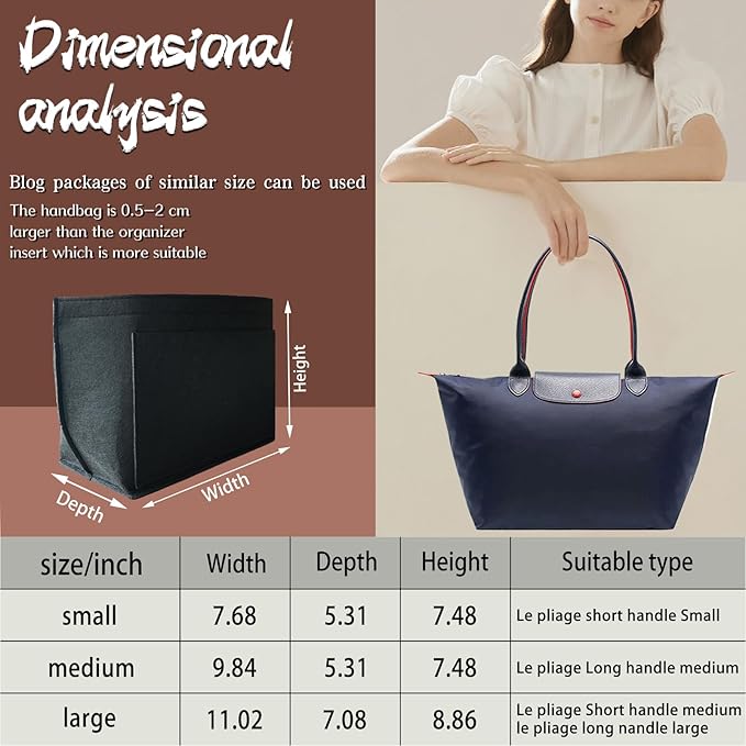 Purse Organizer For Longchamp Purse For Long Champ Le Pliage Insert organizer1012-25black-L