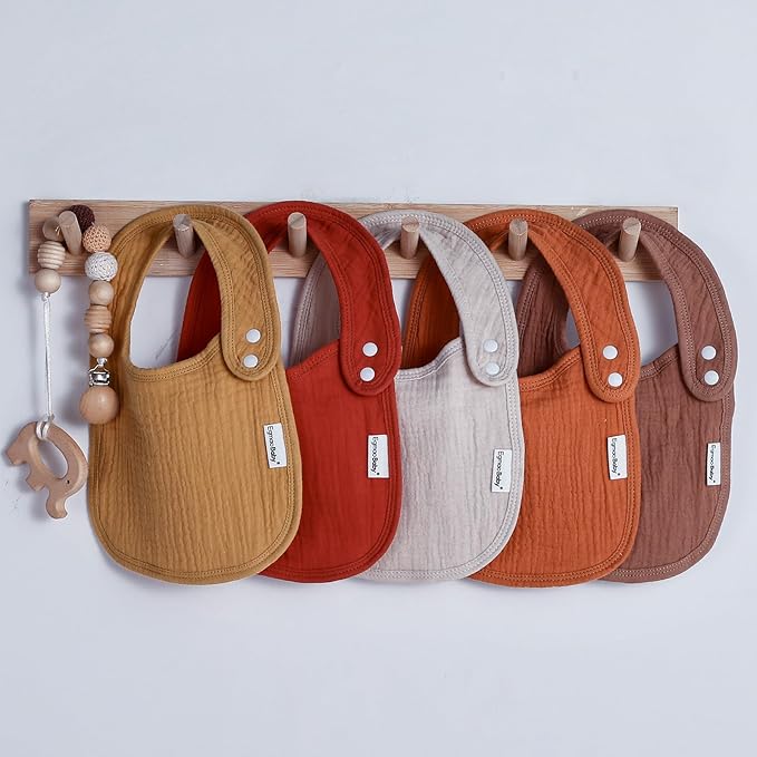 Muslin Bibs for Baby Boys Girls,Organic Muslin Baby Bib for Drooling and Teething,Soft Bandana Drool Bibs 5 Pack