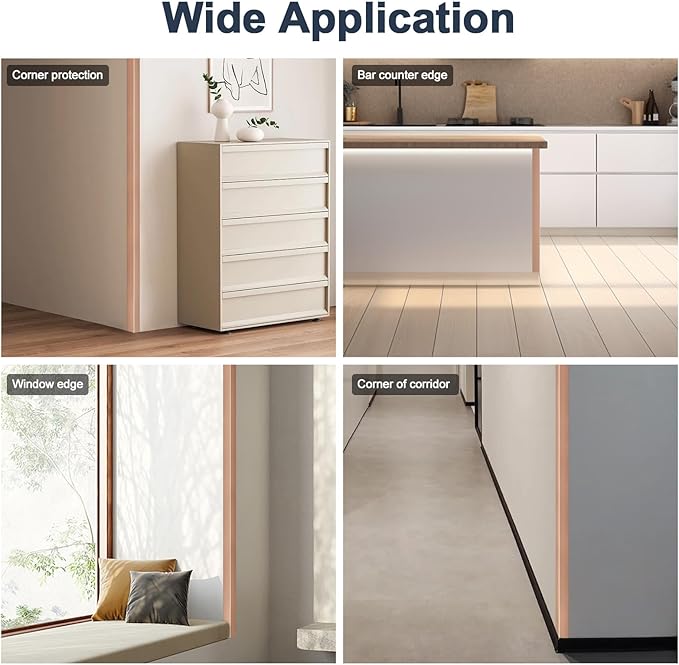 4PCS 45" Aluminum Metal Corner Protectors, Self Adhesive Corner Guards, Metal Wall Edge Protector Strip, Furniture Corner Protectors, Wall Cabinet Baseboard Decoration 45" x 2" (Rose Gold)