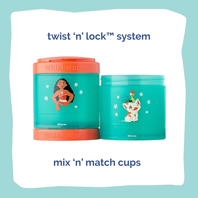 (Moana) DiSNEY PRINCESS Whiskware Stackable Snack Pack - 3 Jar + Handle - Blue/Orange/Pink