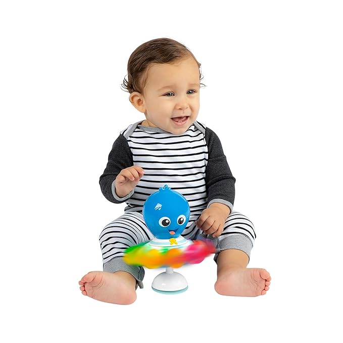 Baby Einstein Ocean Explorers Opus Spin & Sea Suction Toy for Highchair, Lights & Vibrant Colors, Ages 3 Months and up