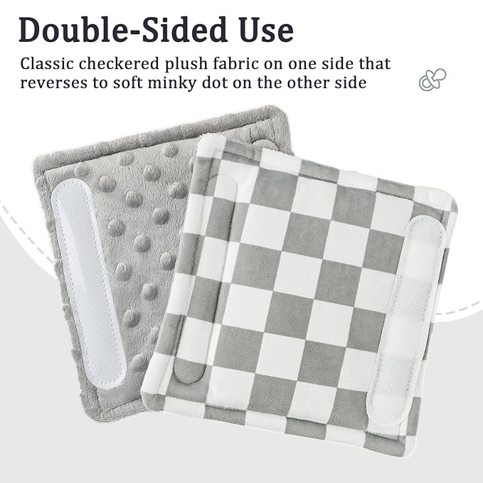 DILIMI Baby Car Seat Belt Covers, 2Pcs Carseat Shoulder Strap Pads, Soft Minky Car Seat Neck Covers, Newborn Car Seat Strap Protectors, Stroller Strap Covers for Baby Kids, Grey Checkered