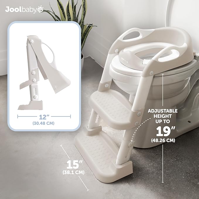 Jool Baby Potty Training Seat with 2 Step Ladder for Toddlers - Splash Guard, Adjustable Height (Oatmeal)