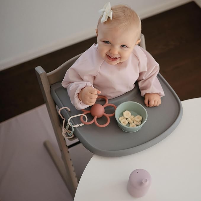 mushie Baby Splat Mat 42.5x42.5 Inch (Blush)| Water Resistant for Under High Chair and Infant Play