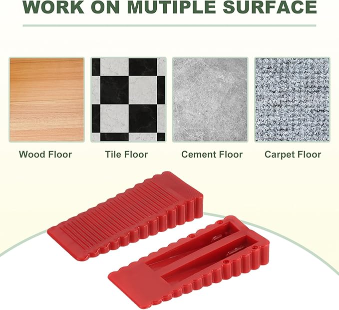 uxcell 4 Pcs Door Stoppers for Bottom of Door, 15mm/0.59 Inch Door Stops, Rubber Door Stopper Wedge Anti Slip, Window Stopper Door Stackable, Red
