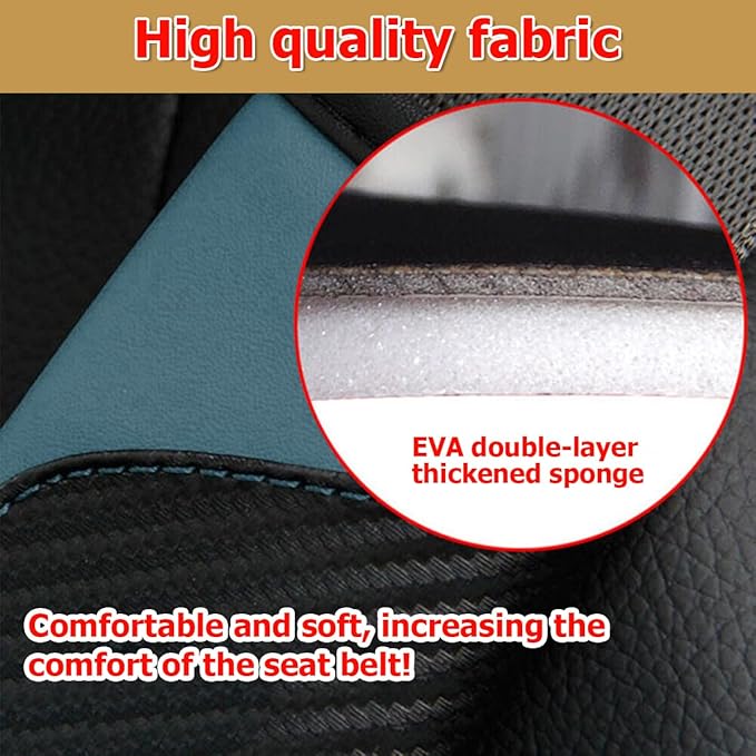 AUCELI 2PCS Car Seat Belt Cover, Carbon Fiber Seatbelt Shoulder Strap Covers, Breathable Leather Soft Harness Pad Protect Your Neck and Shoulder Compatible with Cars