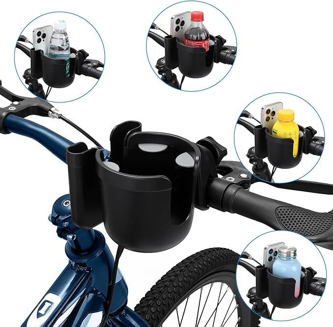 Accmor 2-in-1 Universal Cup Holder with Phone Holder, Stroller Cup Holders, Drinks Bottle Cage for Strollers, Wheelchairs, Walkers, Bicycles, Scooters ﻿