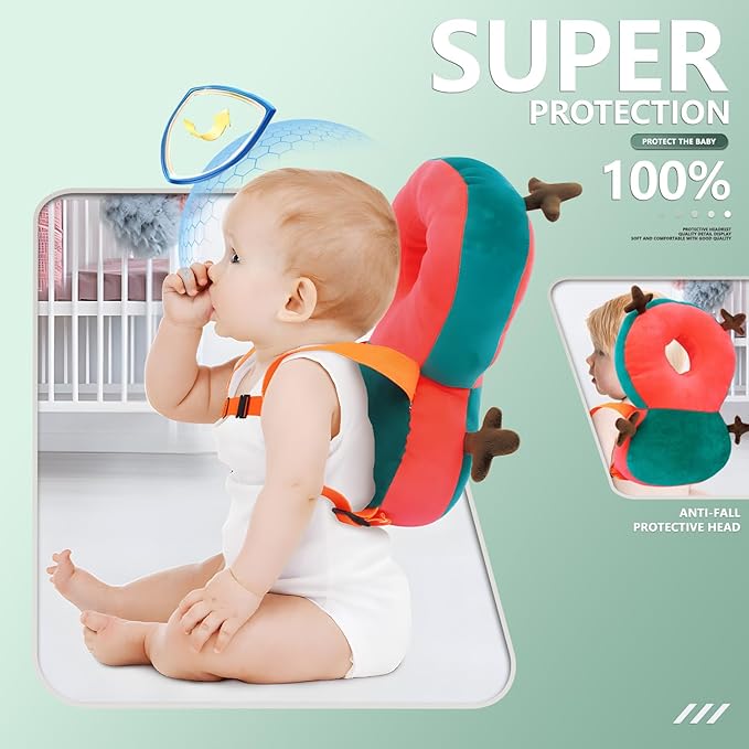 WKC Baby Head Protector Backpack with Knee Pads & Non-Slip Socks, Toddler Safety for Crawling & Walking (Style 1)