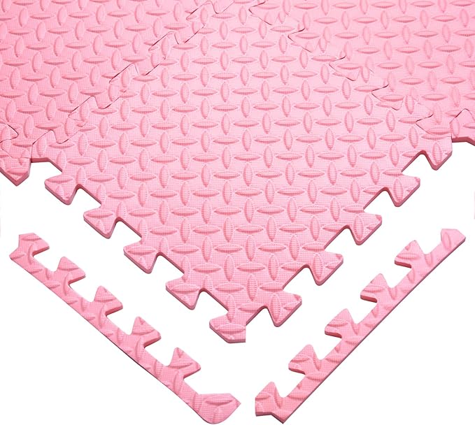 Coolcandy Baby Foam Play Mat 16Pcs with Edge Strips, 4 Colors Interlocking Floor Tiles, 0.4″ Thickened Non-Slip Puzzle Floor Mat for Infants Toddlers Playroom & Daycare