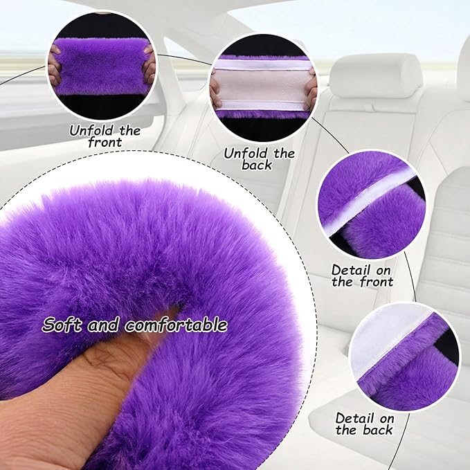 2-Pack Soft Plush Seatbelt Covers for Kids - Comfortable Seat Belt Cushion for Newborns - Car Seat/Stroller Strap Accessories - Enhanced Driving Comfort & Protection (Purple)