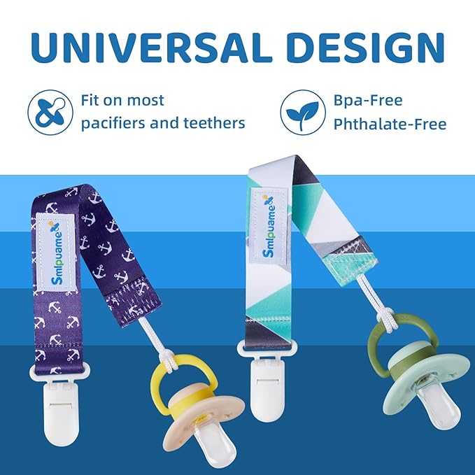 Smlpuame Pacifier Clip for Baby Boys Girl,6 Pack Stylish Binky Clips Strap,Paci Holder with Clips Universal Lightweight Fits Most Pacifiers Teeher toy Teething Ring Soothie,Baby Gifts(Animal)