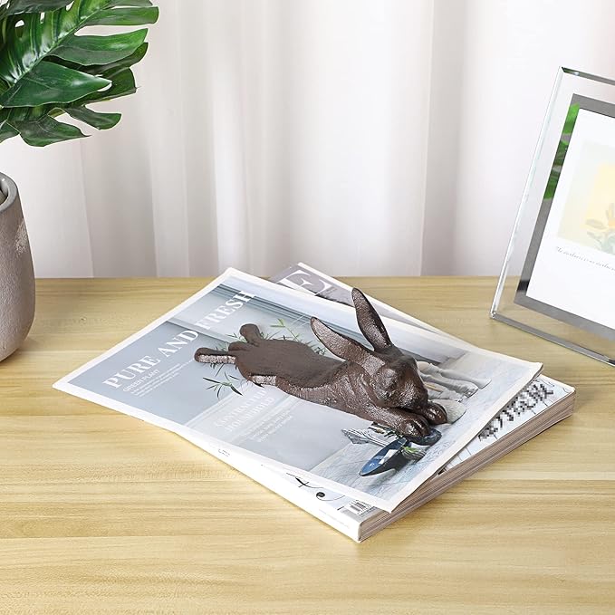 Sumnacon Cast Iron Cute Rabbit Door Stop - Heavy Duty Floor Door Stopper Avoid Drilling Hole, Vintage Iron Doorstop Wedge for Patio Yard Garden Farmhouse Home Office Commercial Industrial