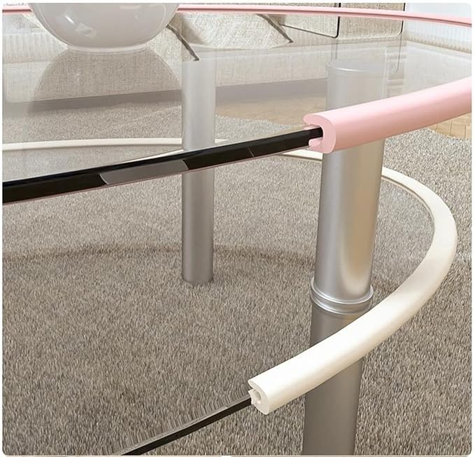 M2cbridge U Shape Extra Thick Furniture Table Edge Protectors Foam 6.5 Ft (Off White with 4 Corners)