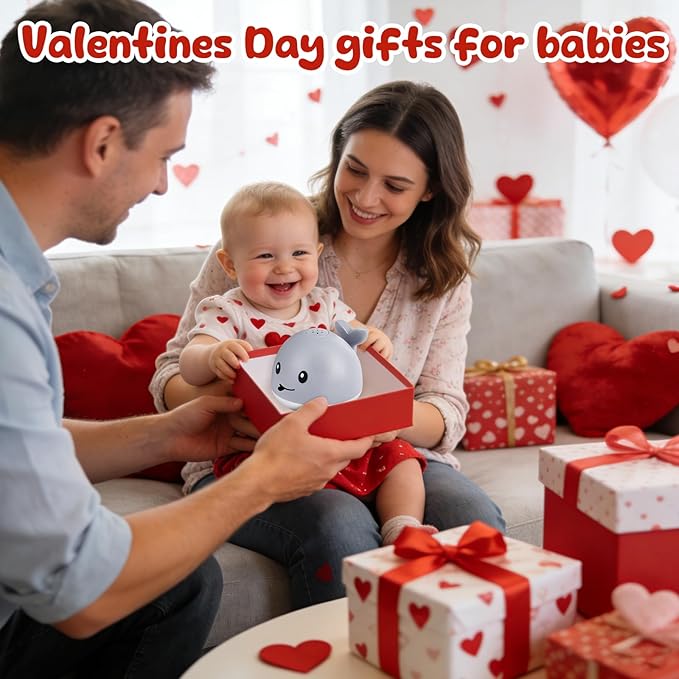 Baby Bath Toys, Toddler Bath Toys for Kids Ages 1-3, Valentines Day Gifts for Babies, 1 2 3 Year Boy Girl Gifts Baby Toy 6-12-18 Months Light Up Whale Bath Toy Sprinkler Bathtub Pool Water Toy
