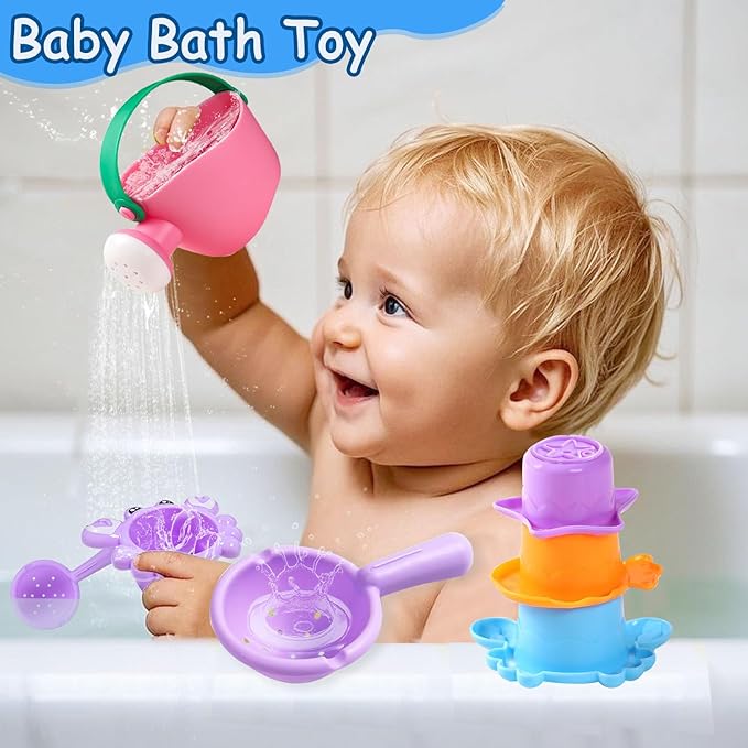 CreateView 6Pcs Toddler Bath Toys for Kids Ages 1-3, Baby Bathtub Toys, Pool Toys, Water Table Toys, Gift