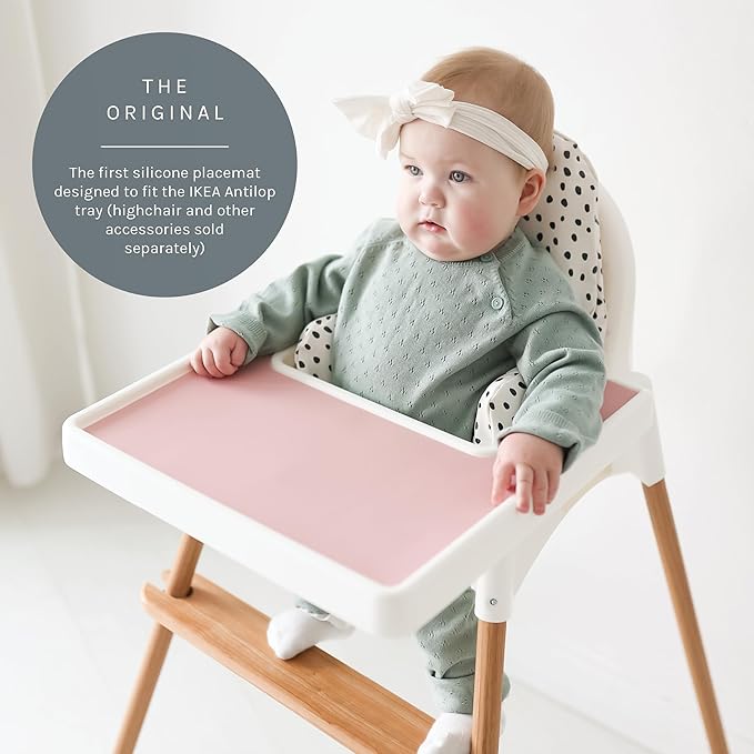 Yeah Baby Goods Placemats Compatible with The IKEA Antilop Highchair (Dusty Rose) - Food-Grade Silicone Highchair Tray Mat – Easy to Clean, High Chair Accessory