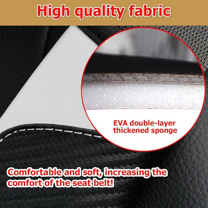 AUCELI 2PCS Car Seat Belt Cover, Carbon Fiber Seatbelt Shoulder Strap Covers, Breathable Leather Soft Harness Pad Protect Your Neck and Shoulder Compatible with Cars