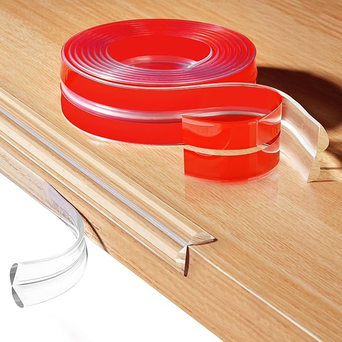 Kloejaa Edge Corner Protector Baby Proofing, Clear Soft Corner Protectors Baby Proof, Furniture Corner Guard & Edge Safety, Edge Protector for Table and Fireplace(19.6ft L*1.56inch W*0.14inch H)