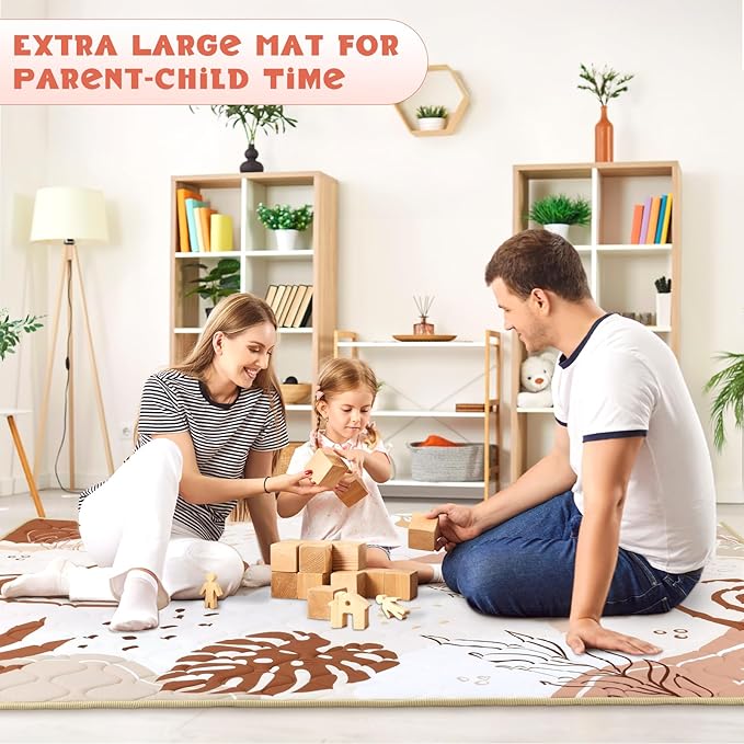 Baby Play Mat, Toodler Floor Mat 59 x 71 inch, Extra Thick Foam Non-Slip Washable,Crawling Cushion for Tummy Playing