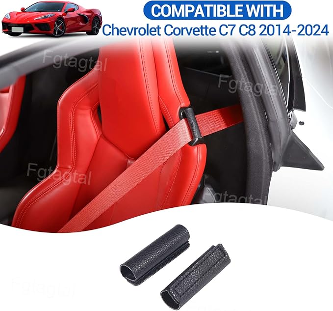 Car Seat Belt Stay Clips Compatible with Chevrolet Corvette C7 C8 2014-2026, Seat Belt Guide Anti-Belt Pop Guards Clips, Seat Belt Buckle Anti Off Cover, 2Pcs (Black)
