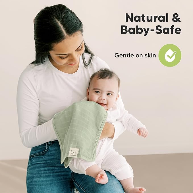 KeaBabies Cotton Muslin Burp Cloths Baby Boy, Girl - 5-Pack Soft & Absorbent Burping Cloth for Babies, Large Baby Towels & Washcloths for Newborn, Spit Up Rags, No Shrink, 20x10" (Pine)