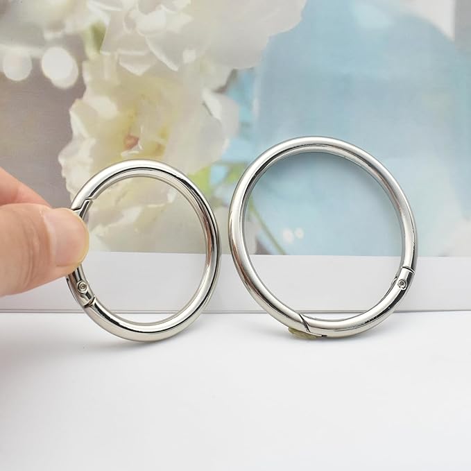 3/2.5/2/1.5 inch Big Round Carabiners Clips Metal Trigger Spring O Rings Snap Hooks DIY Charms Accessory for Keychains Bags Purses Crafts Making