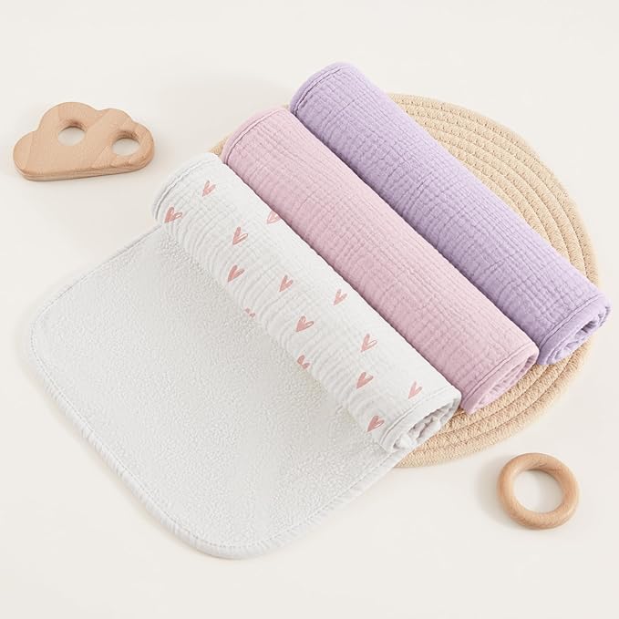 Susurration Muslin Burp Cloths, Soft Baby Burping Cloths for Unisex Boys and Girls, Newborn Essentials Large Extra Absorbent Washcloths, 20x10in, 6 Pack