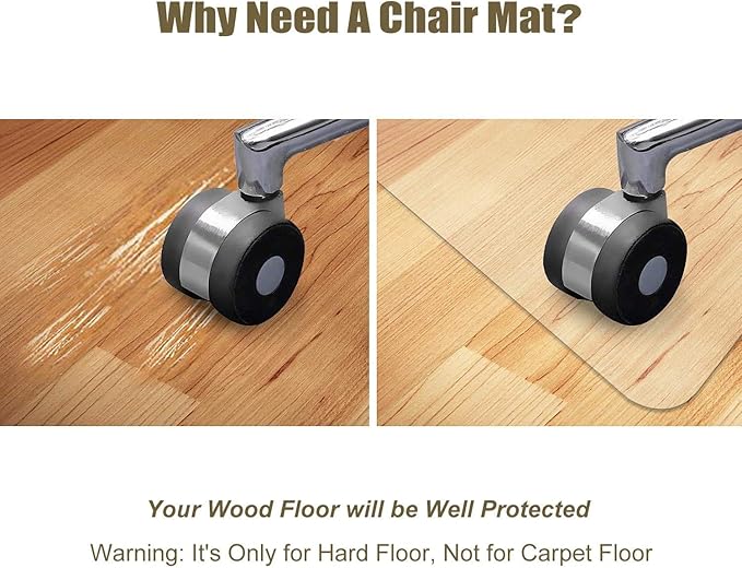 Azadx Office Chair Mat for Hardwood Floor 36 X 48, Plastic Mat for Office Chair Easy Glide on Hard Floors, Clear Computer Chair Mat Office Floor Mat Protector for Wood Floors, 2PCS