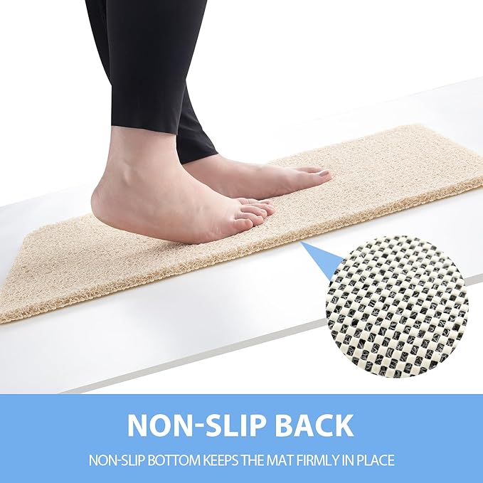 Hargiis Non-Slip Bathtub Mat, Anti Slip Shower Mat, Fast Drying Bathtub Mats, Foot Scrubber Mat, Anti Slip Mat for Tub, Floor, Bathroom, Kitchen, Home, Hotel (Beige 47"×16")