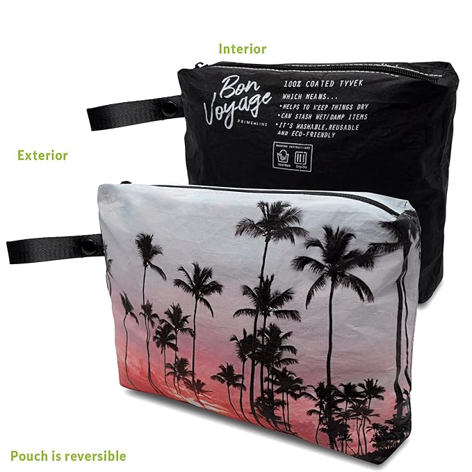 Rolling Nomad Tyvek Zippered Pouch, Wet Swimsuit Bags, Wet & Dry Reversable Pouch, Travel, Toiletry, Pool, Beach Essentials, Waterproof, Summer Must Haves, 11.5x8.5x2 Inch, (Medium)