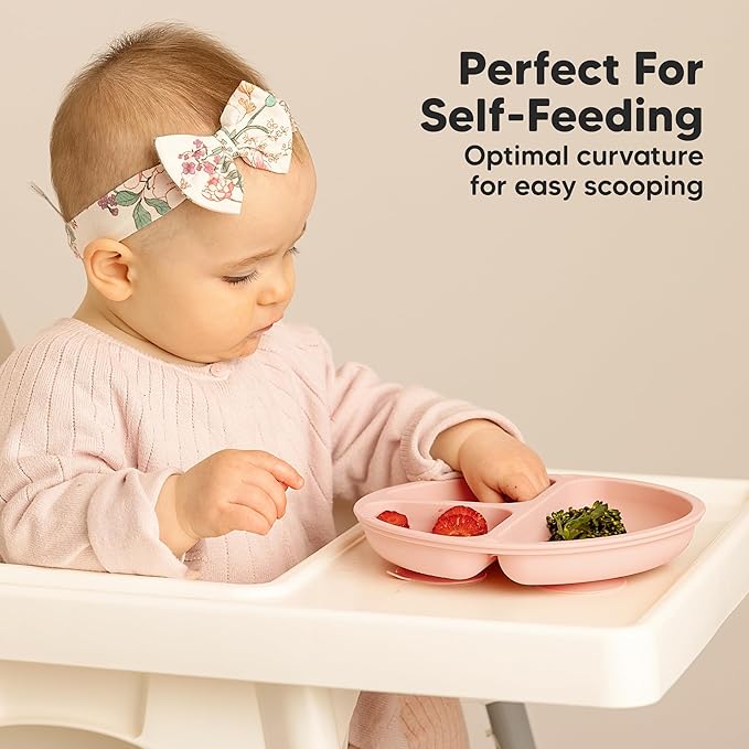 KeaBabies Suction Plates for Baby, Toddler - 3-Pack 100% Silicone Toddler Plates with Suction, Divided, BPA-Free Baby Led Weaning Essentials for Kids, Dishwasher, Microwave Safe, Durable (Popsicle)