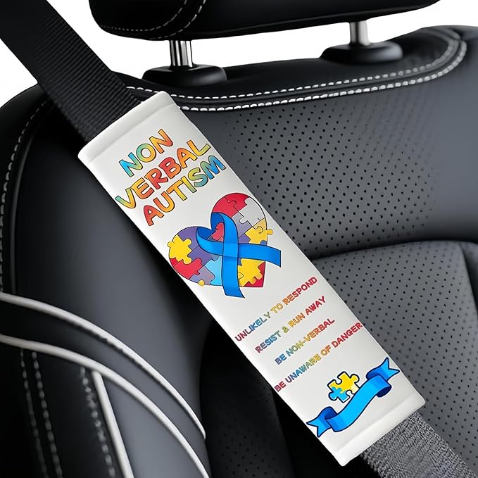 Autism Belt Covers, Car Seat Belt Covers, Sensory Friendly Design for Special Needs People, Autism Support Gift for Family Travel